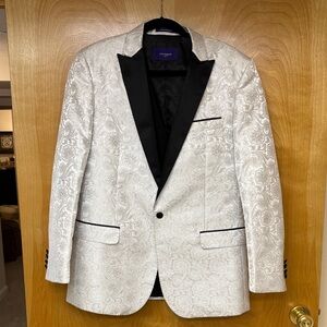 Elegant White Tuxedo with Black Accents